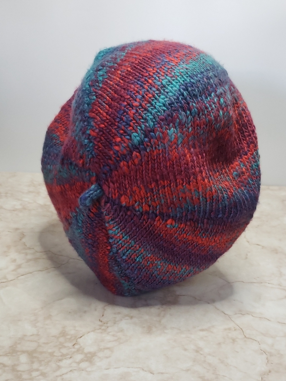 Free People Knit Multicolor Slouchy Beanie - Red, Teal, Purple